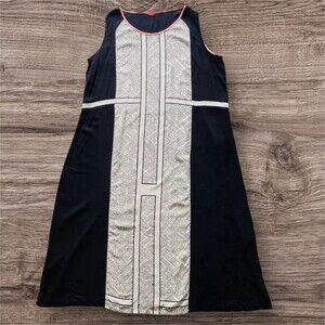 W FOR WOMAN Kaftan Dress A-Line Shoulder Snaps Geometric Black White Size *18